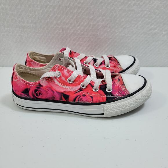 Converse One Star Kids Pink Floral Low Tops Sneakers Size 1  81123-2546 - Picture 4 of 7
